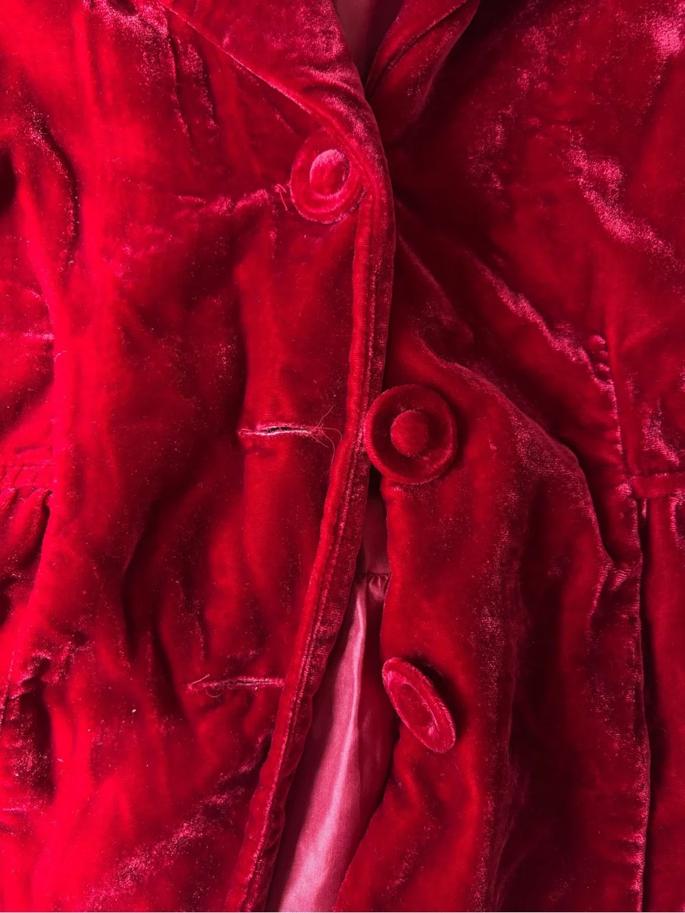 Velvet Peplum Button-Front Jacket in Red
